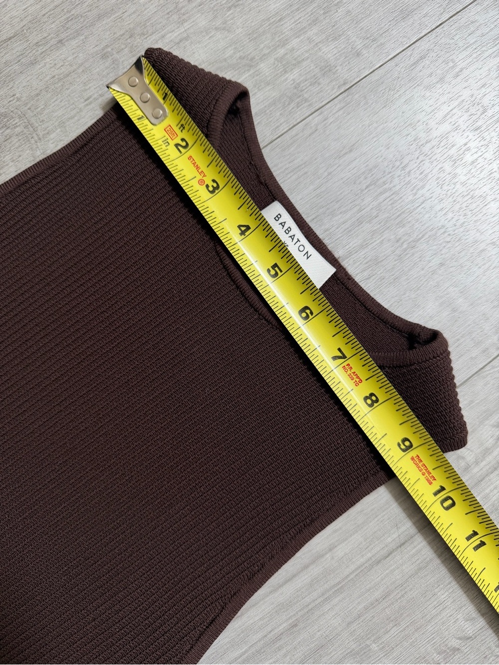 Aritzia Babaton Sculpt Ribbed Knit Racer Mini Dress in Rich Mocha Brown Size XS - Picture 9 of 11